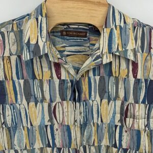 Tori Richard Mens XL Surfboard Print Short Sleeve Aloha Shirt Made in Hawaii